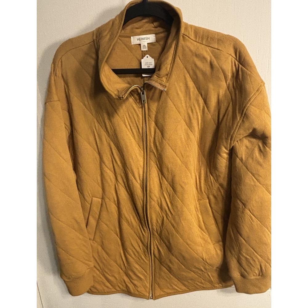 Lightweight Puffy Jacket Quilted Snap Button Packable Heimish 2XL Golden